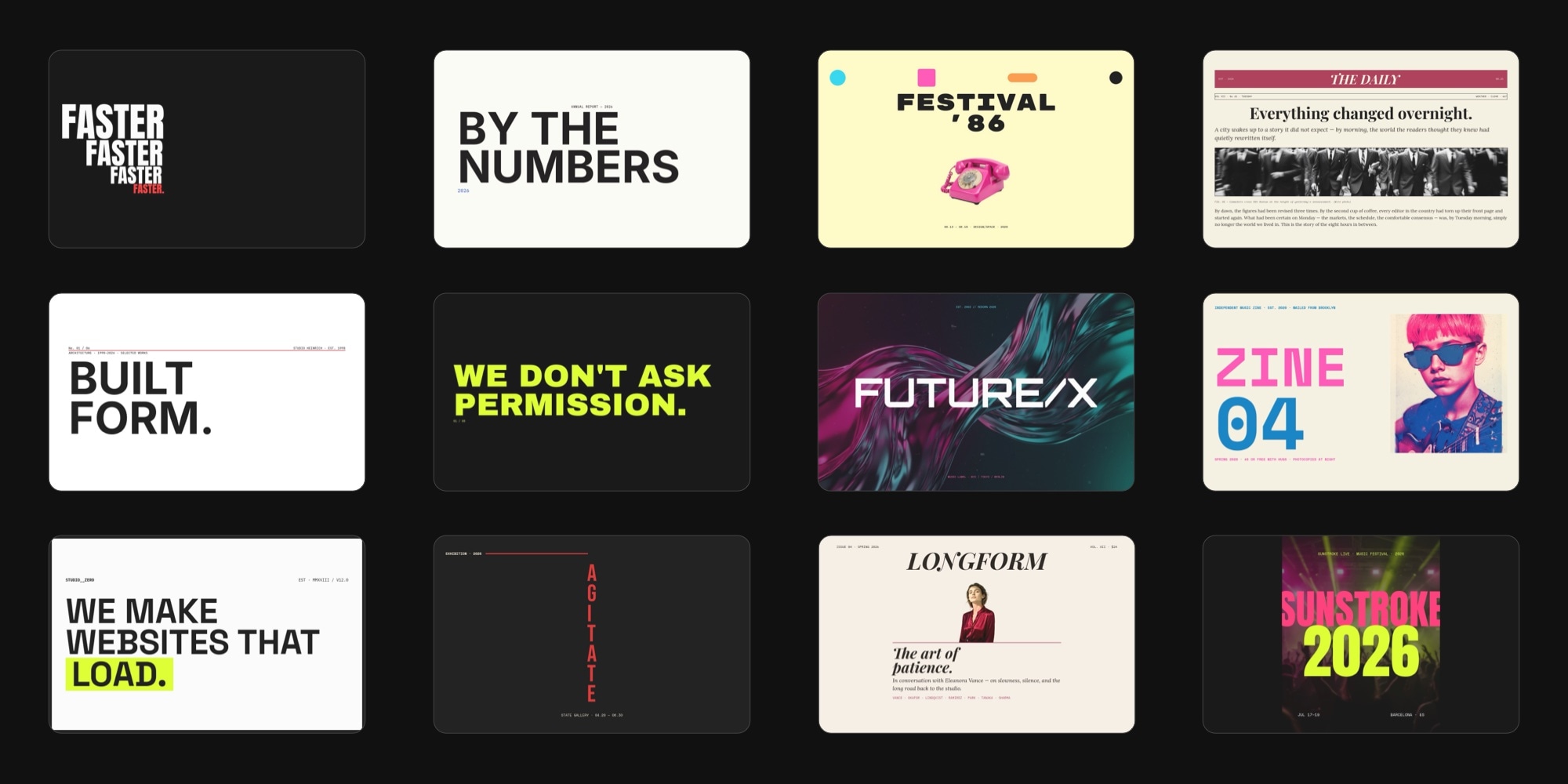 15 New Bold Typography Templates in Swiper Studio