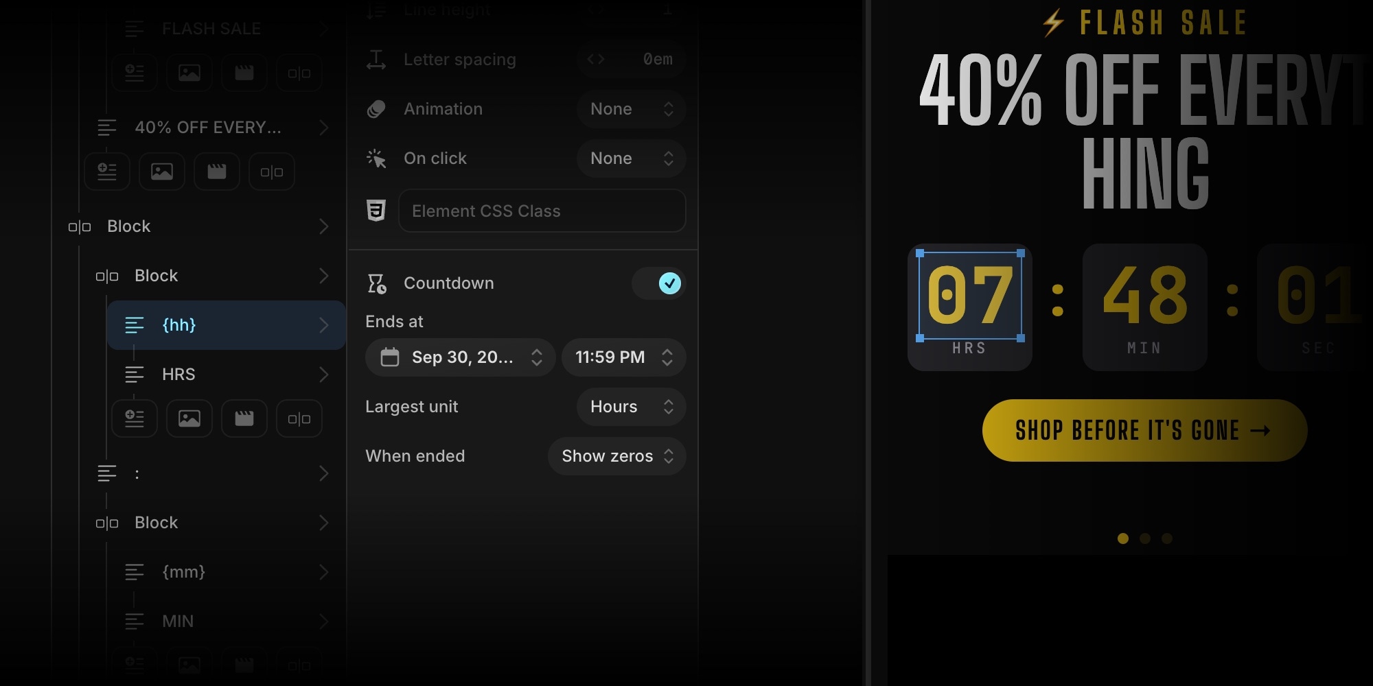 Countdown Settings