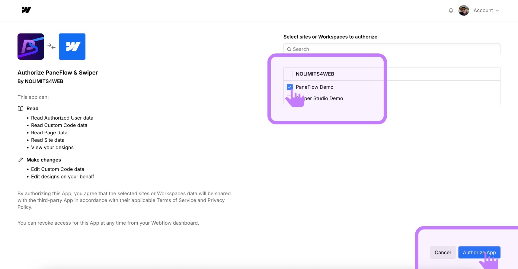 Swiper Studio Webflow Connect