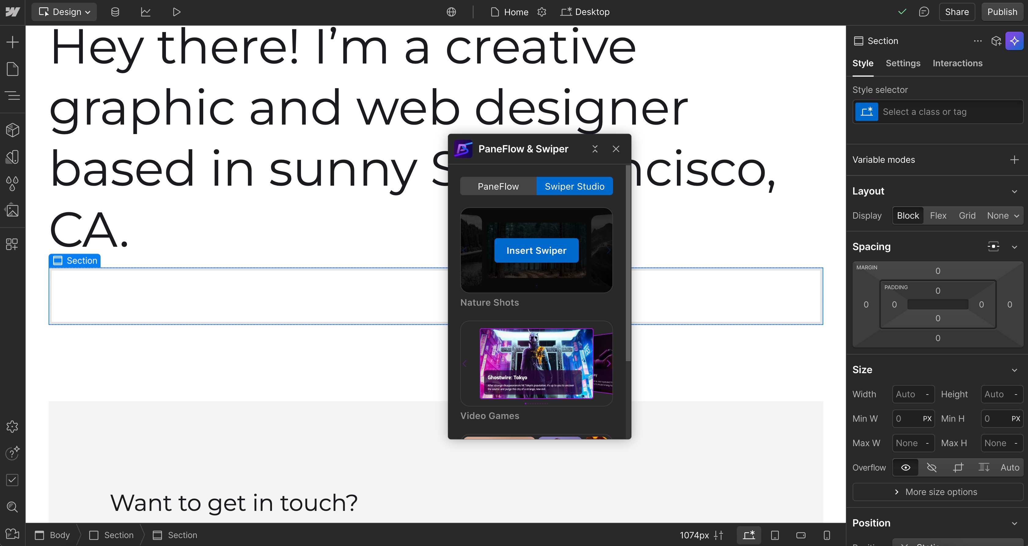 Swiper Studio Webflow Connect