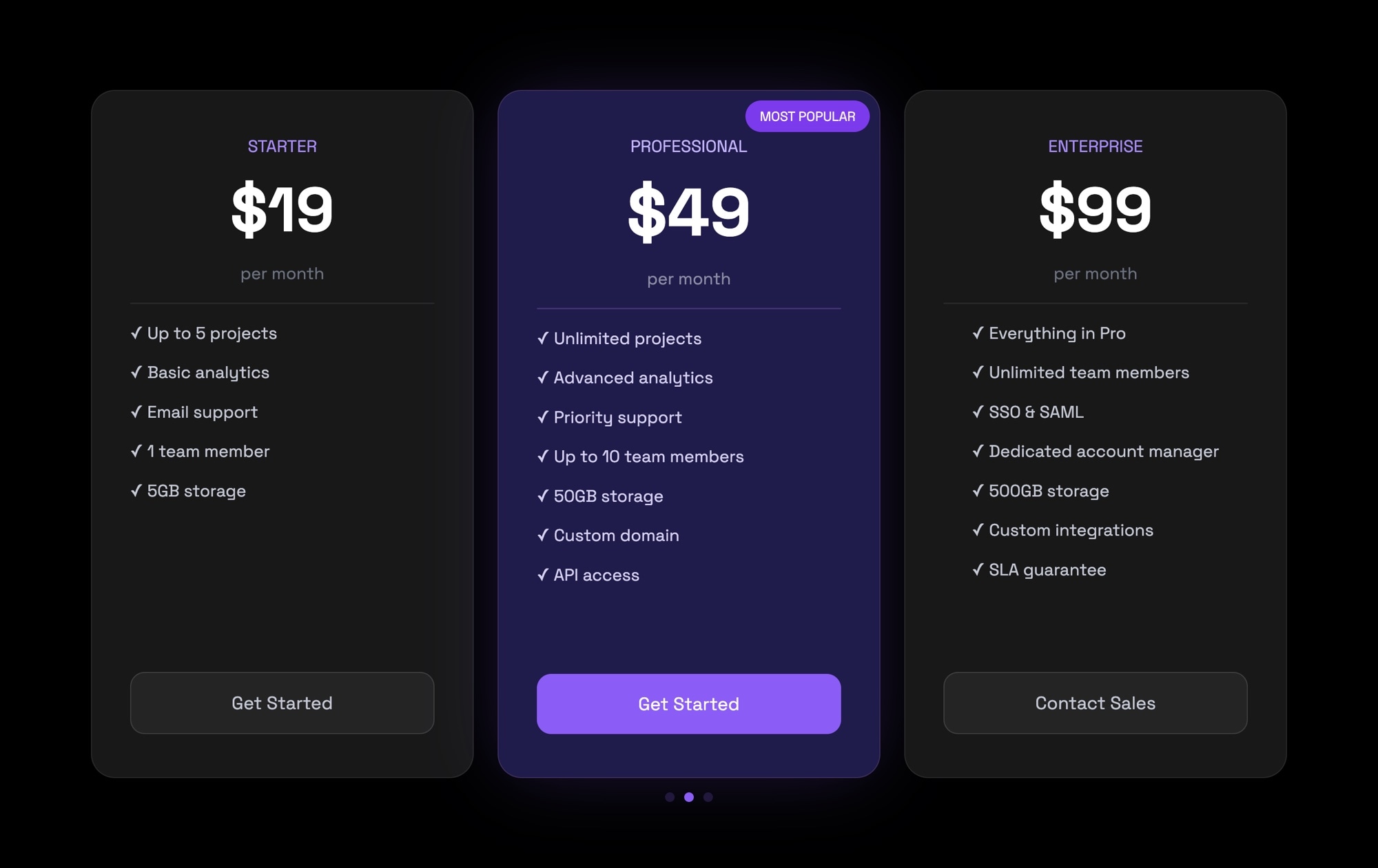 Pricing Plans - Dark