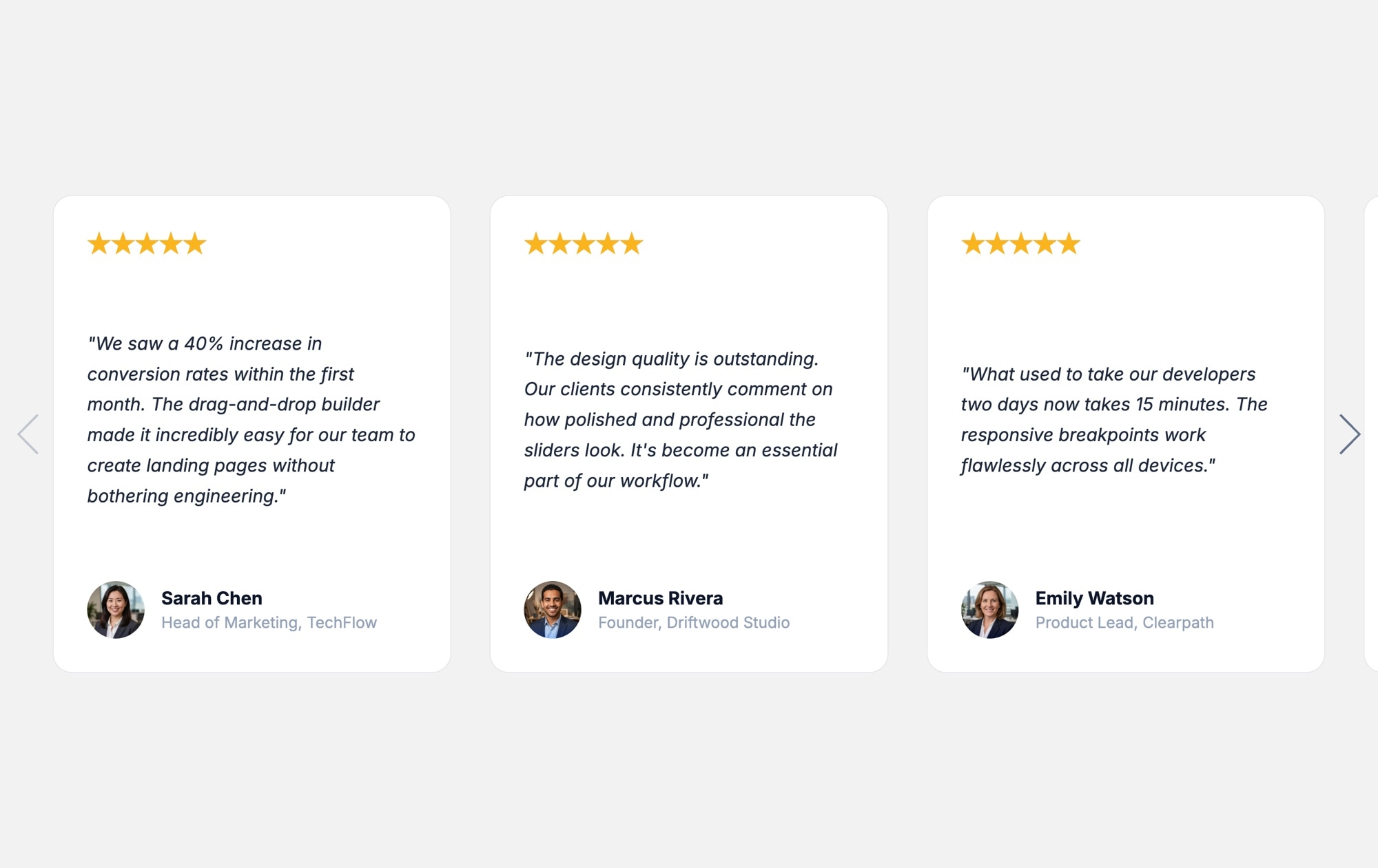 Testimonials Carousel - Light